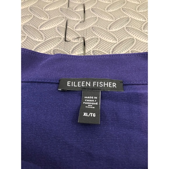 Eileen Fisher 100% Silk Button Down Shirt Womens XL Purple Long Sleeve Blouse - Picture 2 of 8